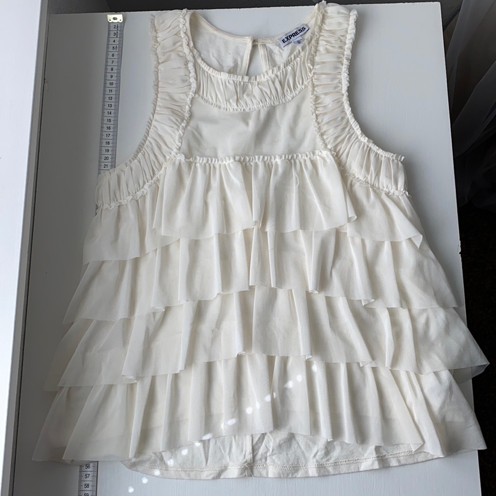 Express White Ruffled Tank Top